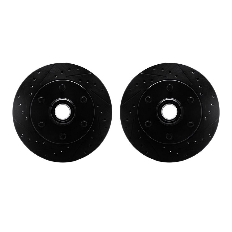 8002-48022 Drilled/Slotted Brake Rotors [Black], 1994-2002 GM, Position: Front