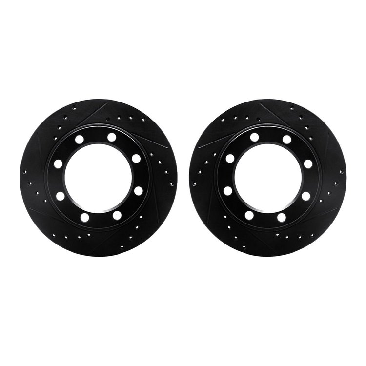 8002-48026 Drilled/Slotted Brake Rotors [Black], 1971-1991 Multiple Makes/Models, Position: Front
