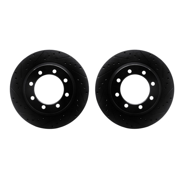 8002-48028 Drilled/Slotted Brake Rotors [Black], 1976-1996 GM, Position: Front