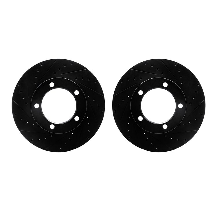 8002-48030 Drilled/Slotted Brake Rotors [Black], 1994-2005 Multiple Makes/Models, Position: Front
