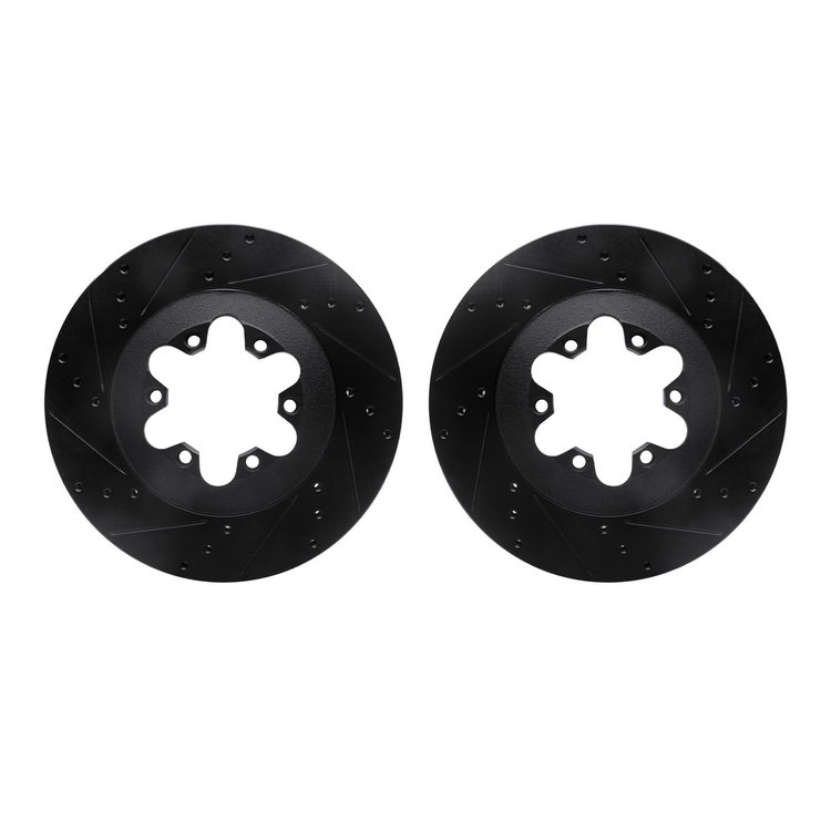 8002-48033 Drilled/Slotted Brake Rotors [Black], 2009-2012 GM, Position: Front