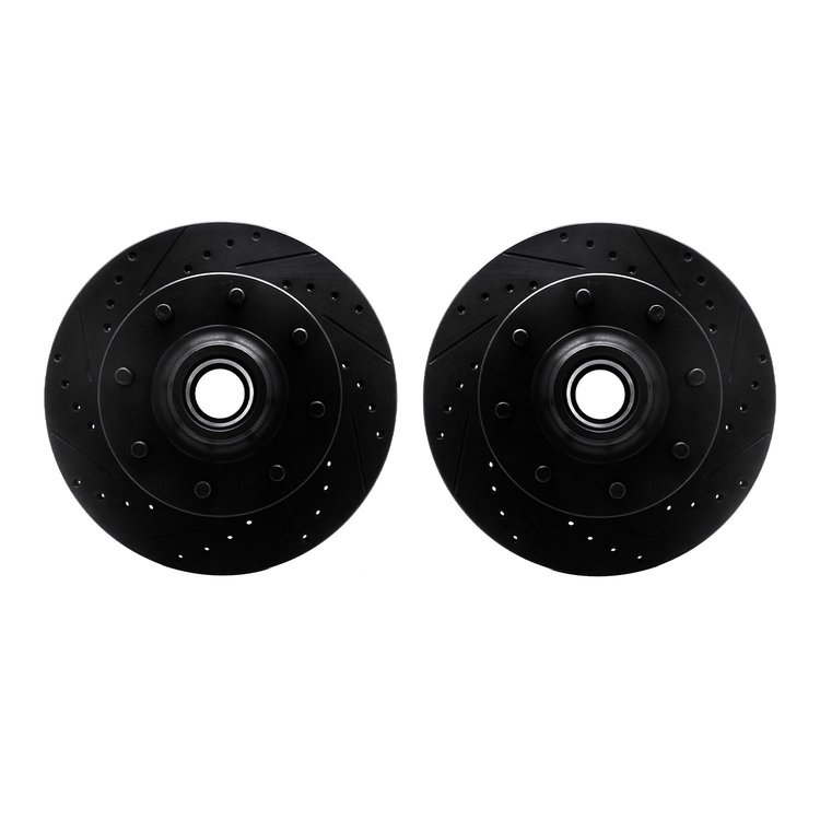 8002-48035 Drilled/Slotted Brake Rotors [Black], 2001-2002 GM, Position: Front