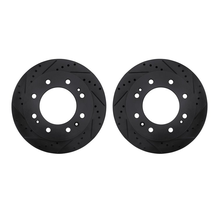 8002-48047 Drilled/Slotted Brake Rotors [Black], Fits Select GM, Position: Front