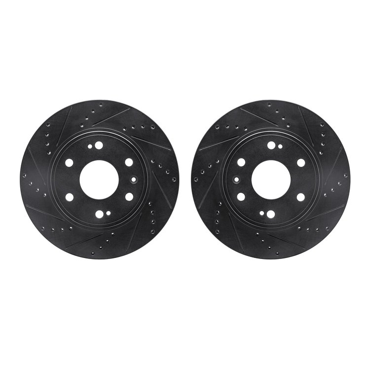 8002-48048 Drilled/Slotted Brake Rotors [Black], 2009-2020 GM, Position: Front