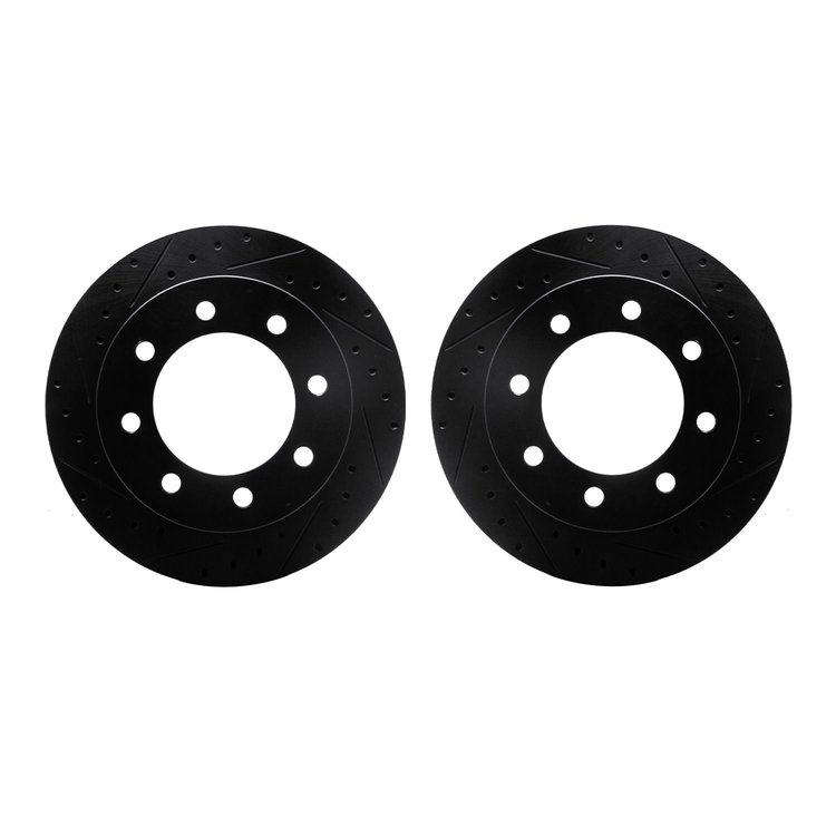 8002-48059 Drilled/Slotted Brake Rotors [Black], 1999-2020 GM, Position: Rear