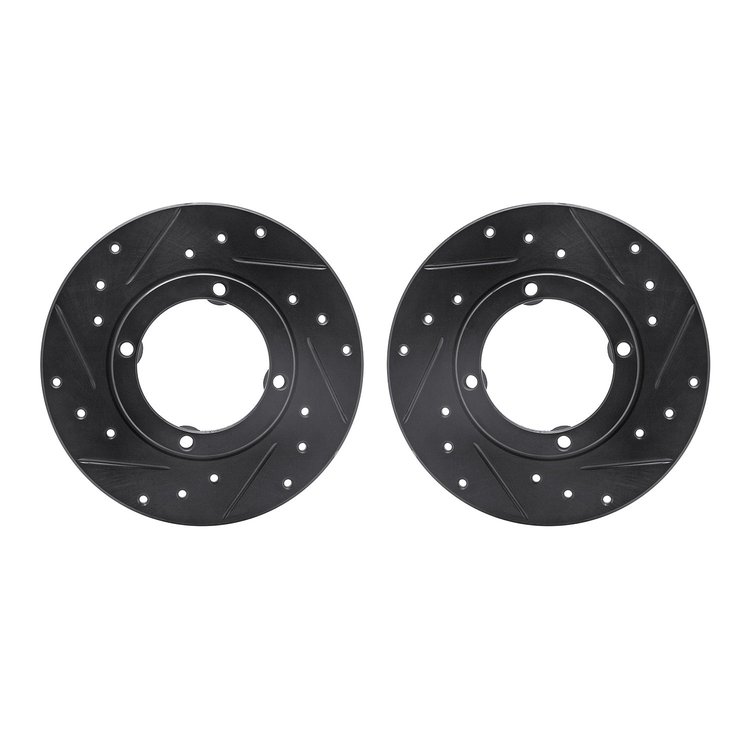 8002-50002 Drilled/Slotted Brake Rotors [Black], 1985-1994 GM, Position: Front