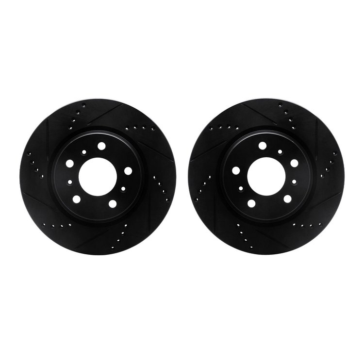 8002-52000 Drilled/Slotted Brake Rotors [Black], 2004-2009 GM, Position: Front