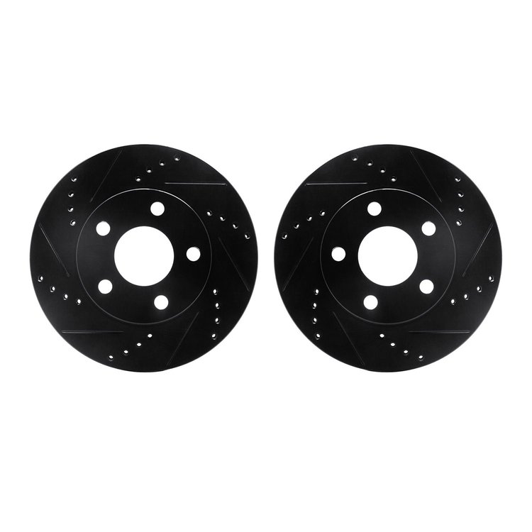 8002-52001 Drilled/Slotted Brake Rotors [Black], 1997-2005 GM, Position: Front