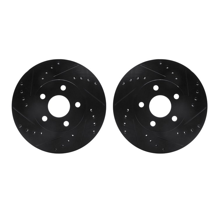 8002-52003 Drilled/Slotted Brake Rotors [Black], 1990-2005 GM, Position: Front