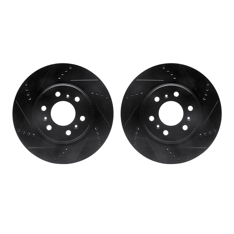 8002-52004 Drilled/Slotted Brake Rotors [Black], 2006-2009 GM, Position: Front