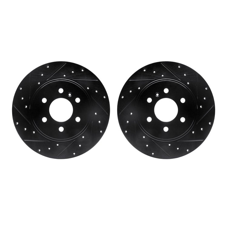 8002-52017 Drilled/Slotted Brake Rotors [Black], 2006-2006 GM, Position: Rear