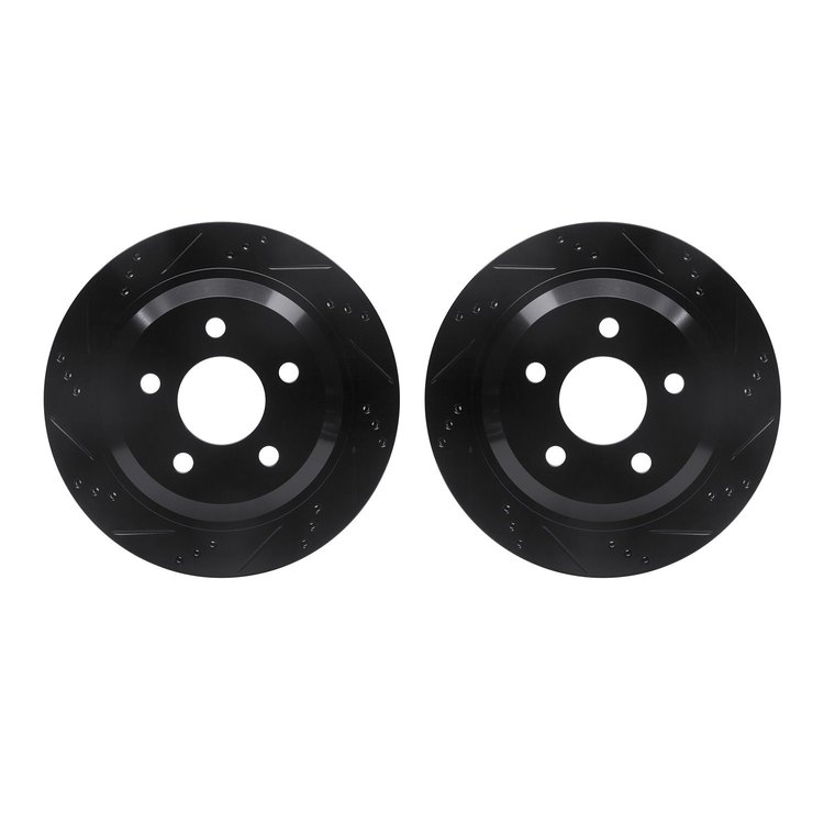 8002-52020 Drilled/Slotted Brake Rotors [Black], 1998-2002 GM, Position: Rear