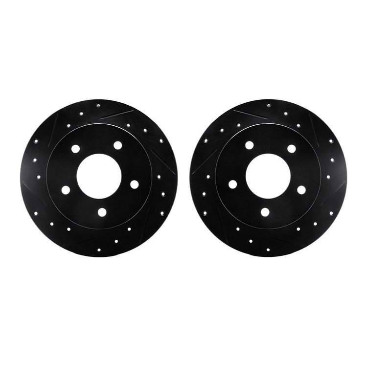 8002-52022 Drilled/Slotted Brake Rotors [Black], 1984-1988 GM, Position: Rear