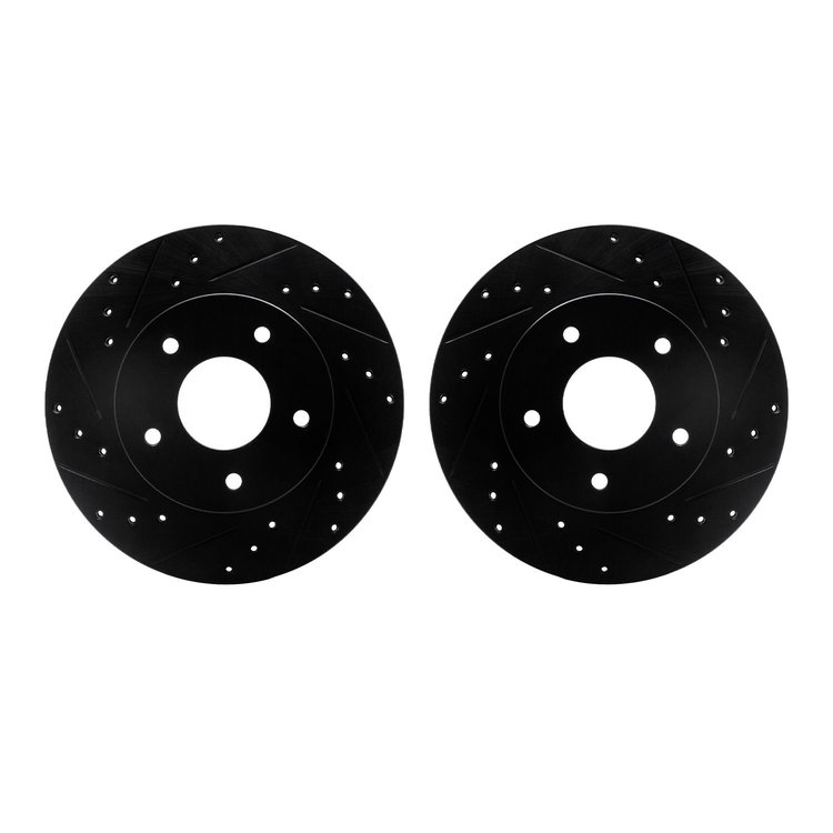 8002-52025 Drilled/Slotted Brake Rotors [Black], 1978-1981 GM, Position: Rear