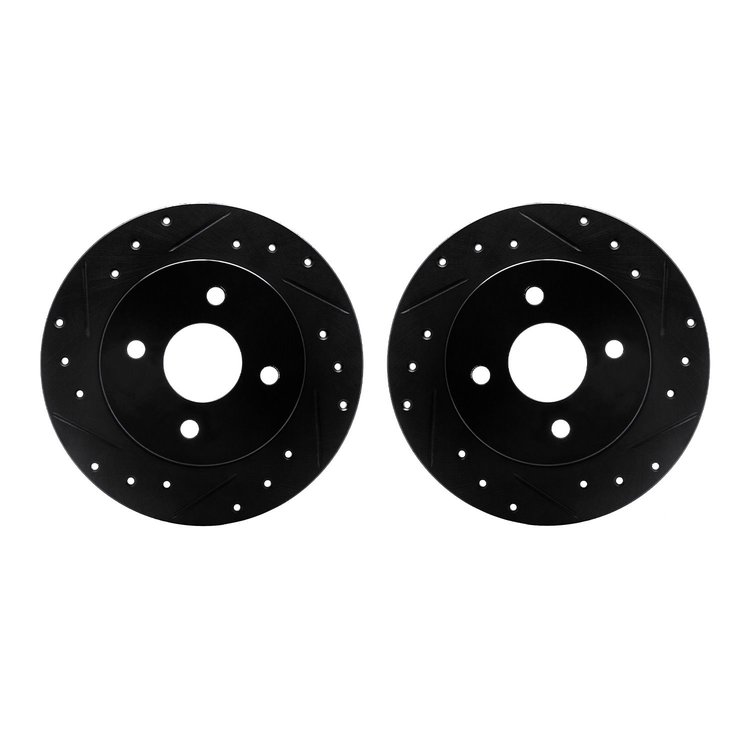 8002-53007 Drilled/Slotted Brake Rotors [Black], 1991-1998 GM, Position: Rear
