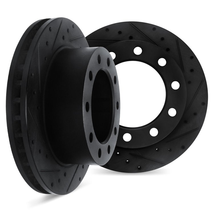 8002-54000 Drilled/Slotted Brake Rotors [Black], Fits Select Multiple Makes/Models, Position: Front, Rear
