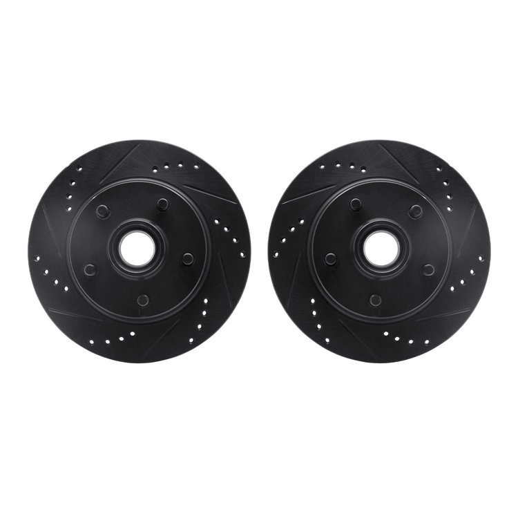 8002-54003 Drilled/Slotted Brake Rotors [Black], 1992-1997 Ford/Lincoln/Mercury/Mazda, Position: Front