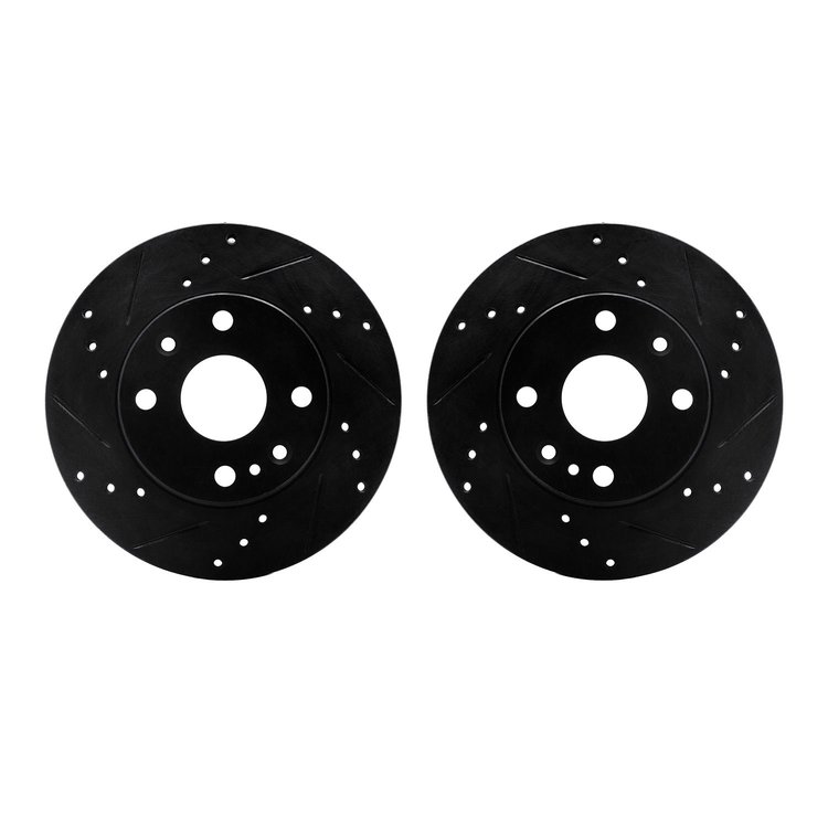 8002-54004 Drilled/Slotted Brake Rotors [Black], 1994-1997 Ford/Lincoln/Mercury/Mazda, Position: Front