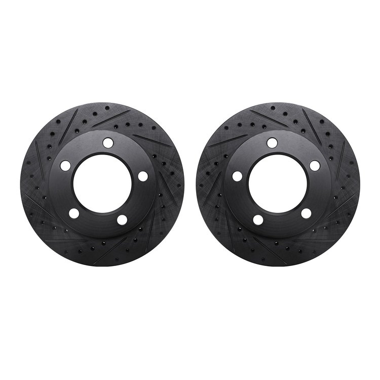 8002-54011 Drilled/Slotted Brake Rotors [Black], 1994-1996 Ford/Lincoln/Mercury/Mazda, Position: Front