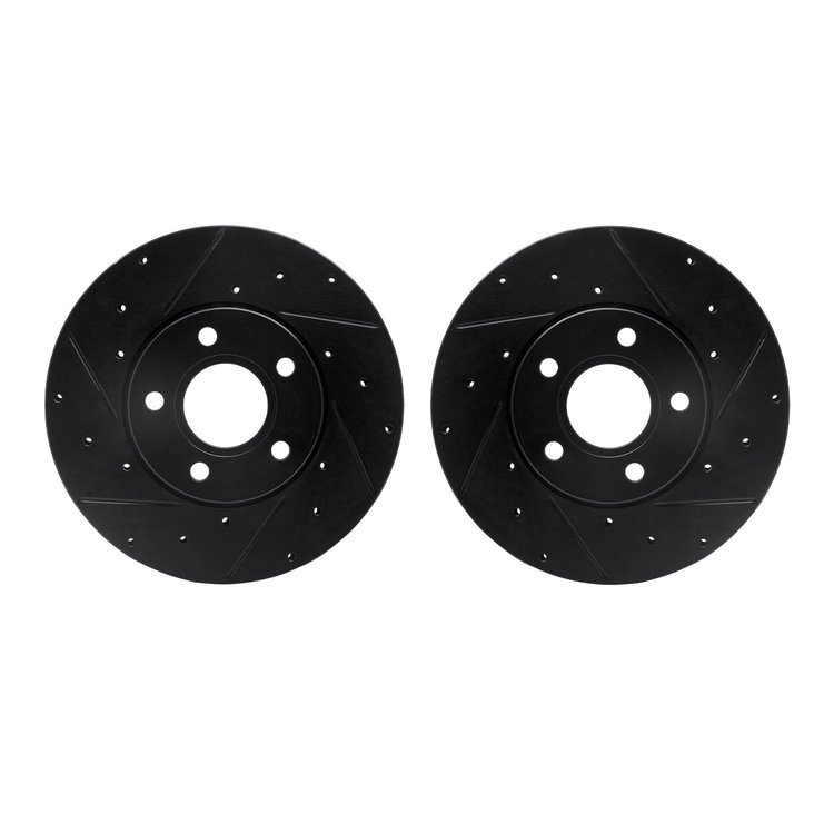 8002-54018 Drilled/Slotted Brake Rotors [Black], 2012-2018 Multiple Makes/Models, Position: Front