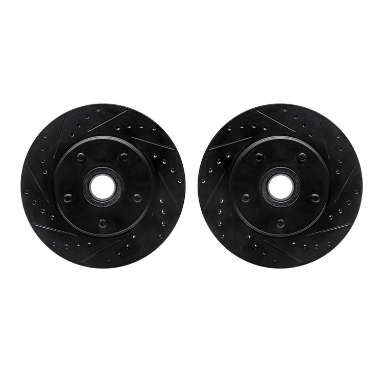 8002-54022 Drilled/Slotted Brake Rotors [Black], 1968-1973 Ford/Lincoln/Mercury/Mazda, Position: Front