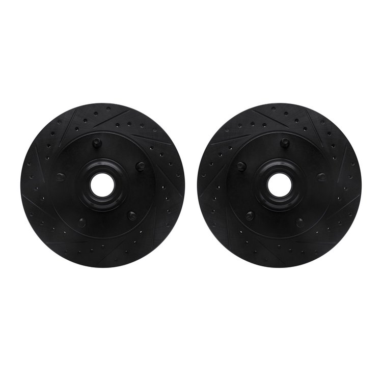 8002-54026 Drilled/Slotted Brake Rotors [Black], 1973-1993 Ford/Lincoln/Mercury/Mazda, Position: Front