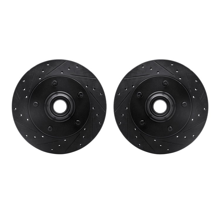 8002-54027 Drilled/Slotted Brake Rotors [Black], 1994-2003 Ford/Lincoln/Mercury/Mazda, Position: Front