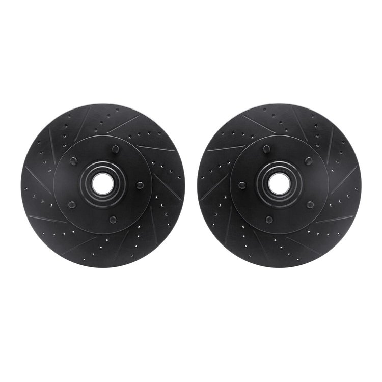 8002-54028 Drilled/Slotted Brake Rotors [Black], 2004-2006 Ford/Lincoln/Mercury/Mazda, Position: Front