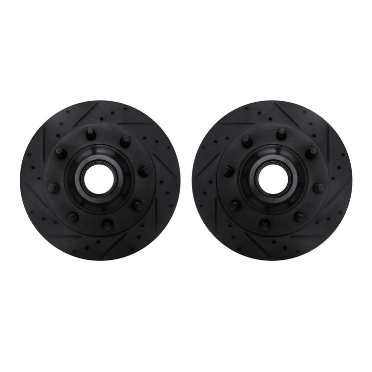 8002-54029 Drilled/Slotted Brake Rotors [Black], 1995-2007 Ford/Lincoln/Mercury/Mazda, Position: Front