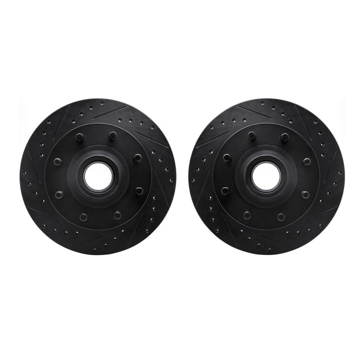 8002-54039 Drilled/Slotted Brake Rotors [Black], 1995-2004 Ford/Lincoln/Mercury/Mazda, Position: Front
