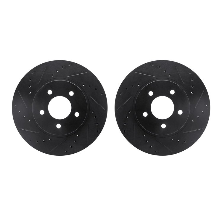 8002-54057 Drilled/Slotted Brake Rotors [Black], 2005-2012 Ford/Lincoln/Mercury/Mazda, Position: Front