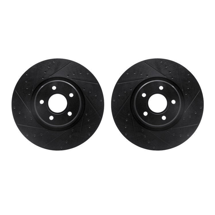 8002-54058 Drilled/Slotted Brake Rotors [Black], 2004-2019 Multiple Makes/Models, Position: Front