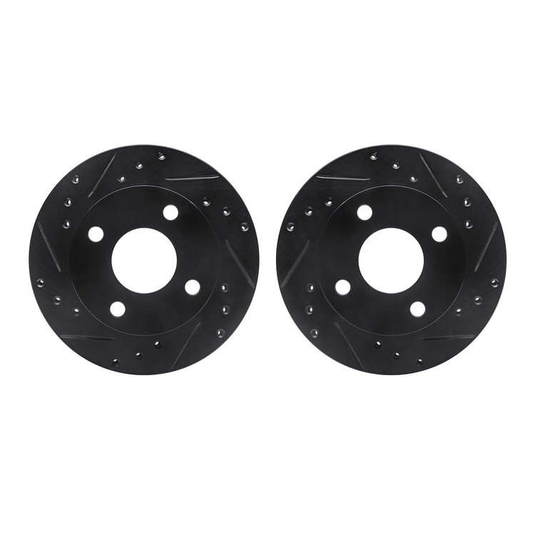 8002-54060 Drilled/Slotted Brake Rotors [Black], 1981-1994 Ford/Lincoln/Mercury/Mazda, Position: Front