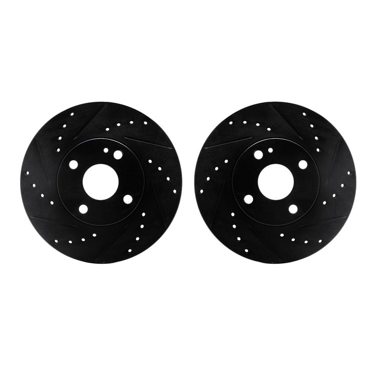 8002-54061 Drilled/Slotted Brake Rotors [Black], 1990-2003 Ford/Lincoln/Mercury/Mazda, Position: Front