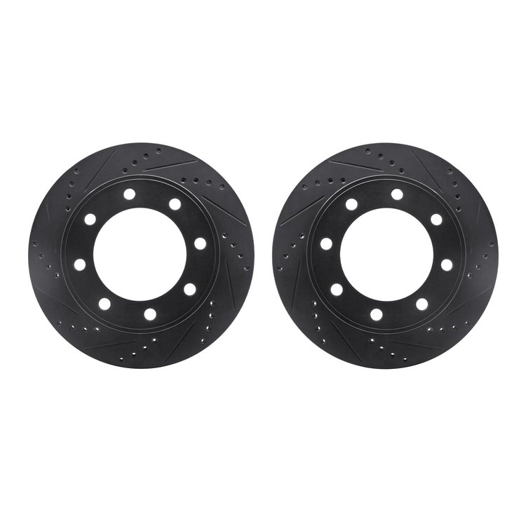 8002-54063 Drilled/Slotted Brake Rotors [Black], 1999-2005 Ford/Lincoln/Mercury/Mazda, Position: Front