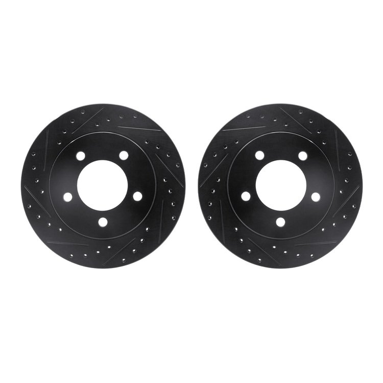 8002-54066 Drilled/Slotted Brake Rotors [Black], 1997-2002 Ford/Lincoln/Mercury/Mazda, Position: Front