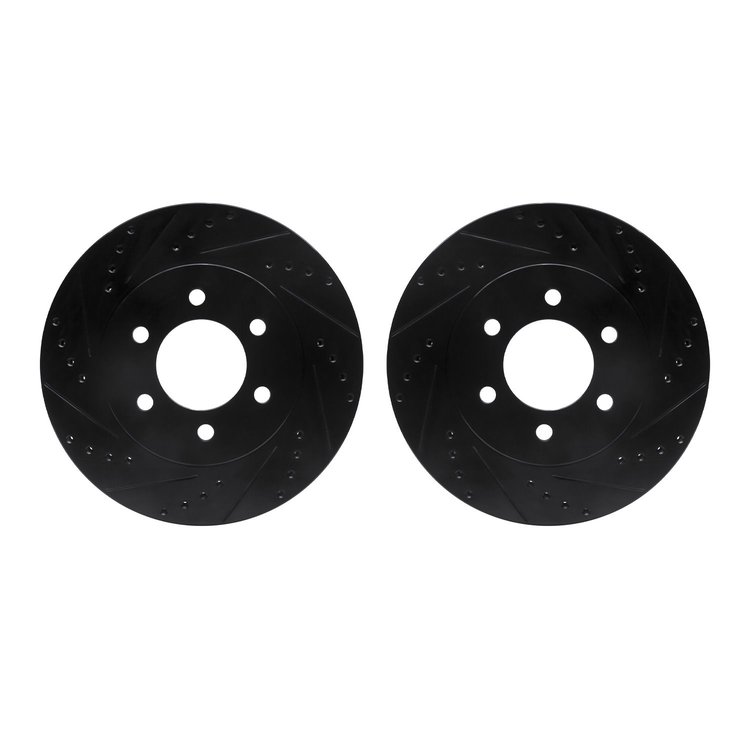 8002-54069 Drilled/Slotted Brake Rotors [Black], 2002-2006 Ford/Lincoln/Mercury/Mazda, Position: Front