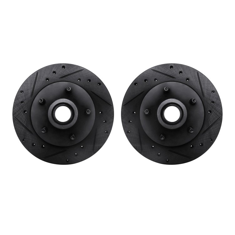 8002-54071 Drilled/Slotted Brake Rotors [Black], 1991-1994 Ford/Lincoln/Mercury/Mazda, Position: Front