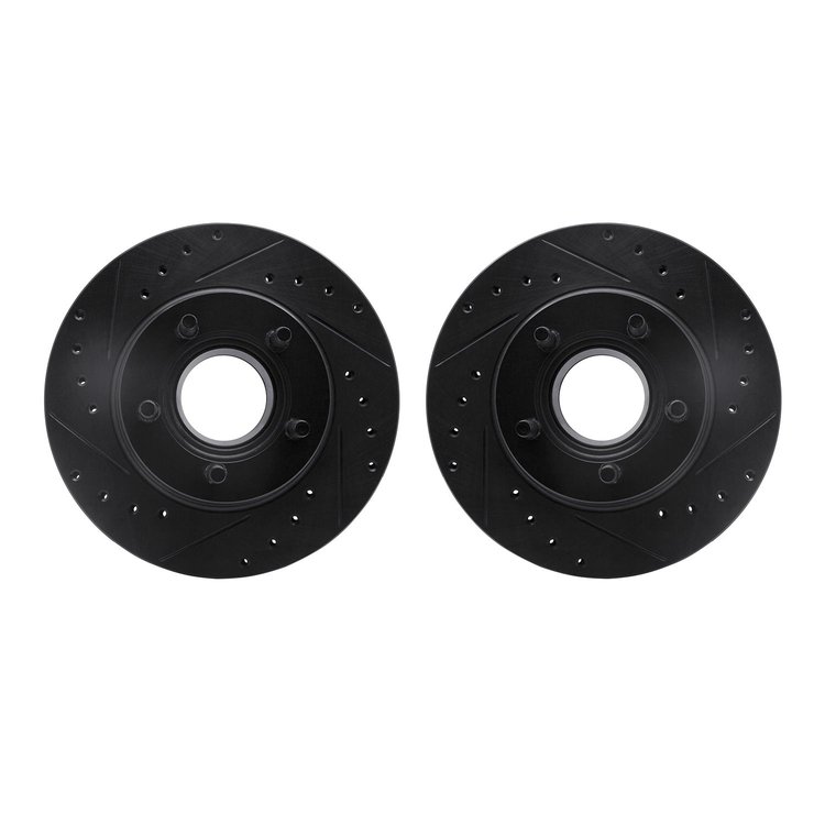 8002-54072 Drilled/Slotted Brake Rotors [Black], 1993-1994 Ford/Lincoln/Mercury/Mazda, Position: Front