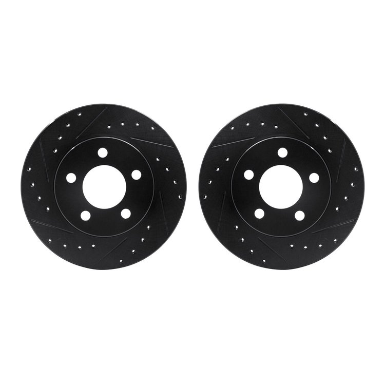 8002-54073 Drilled/Slotted Brake Rotors [Black], 1995-2002 Ford/Lincoln/Mercury/Mazda, Position: Front