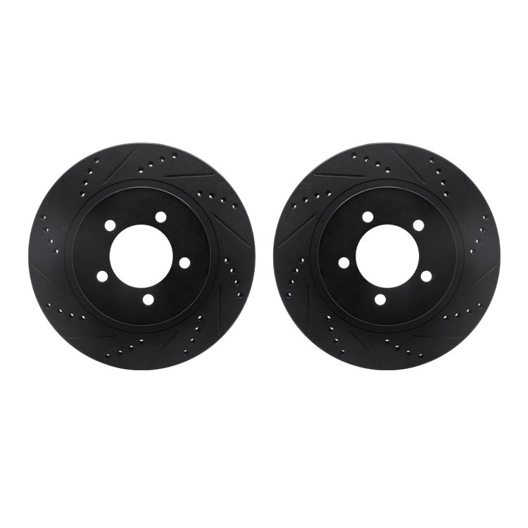 8002-54077 Drilled/Slotted Brake Rotors [Black], 2002-2005 Ford/Lincoln/Mercury/Mazda, Position: Front