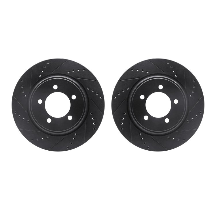 8002-54078 Drilled/Slotted Brake Rotors [Black], 2006-2010 Ford/Lincoln/Mercury/Mazda, Position: Front