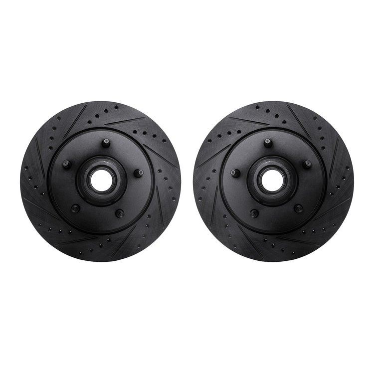 8002-54084 Drilled/Slotted Brake Rotors [Black], 1997-1999 Ford/Lincoln/Mercury/Mazda, Position: Front