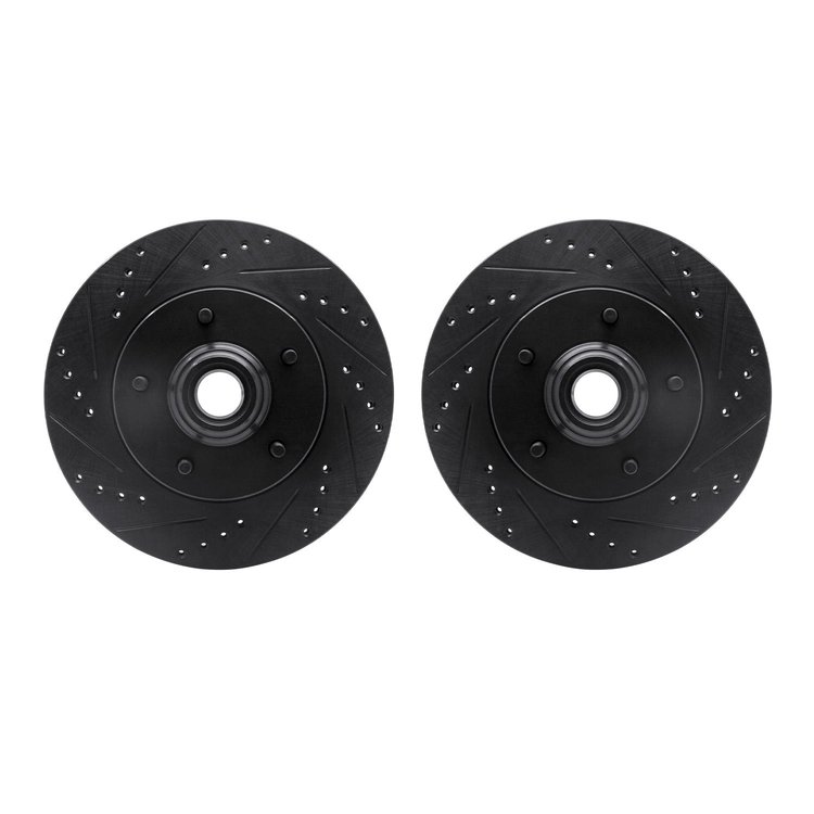 8002-54085 Drilled/Slotted Brake Rotors [Black], 1997-1999 Ford/Lincoln/Mercury/Mazda, Position: Front