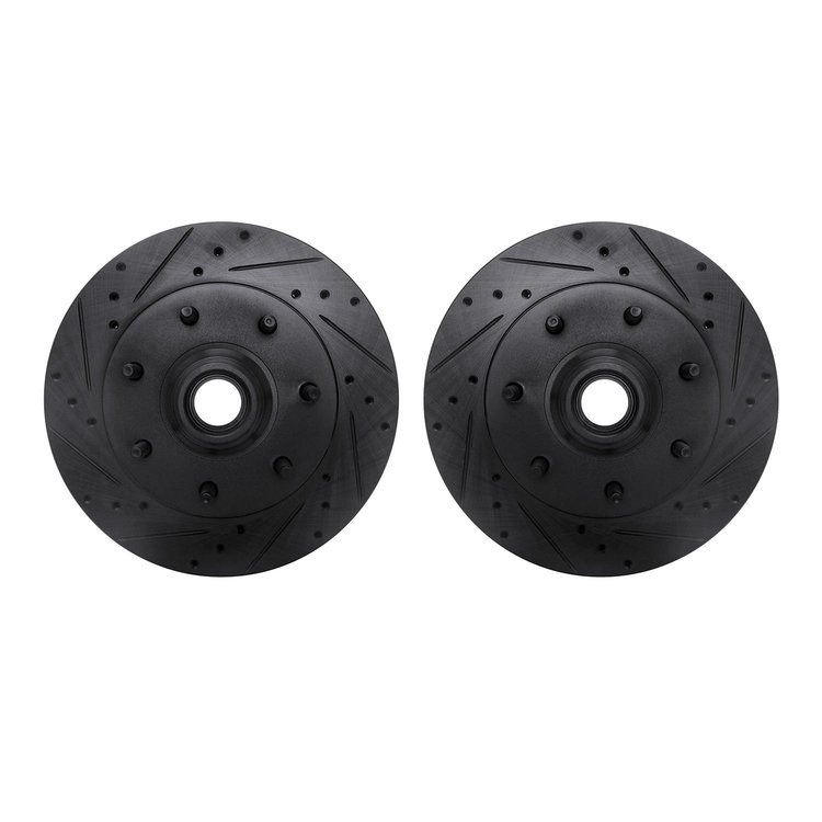 8002-54087 Drilled/Slotted Brake Rotors [Black], 1997-2002 Ford/Lincoln/Mercury/Mazda, Position: Front