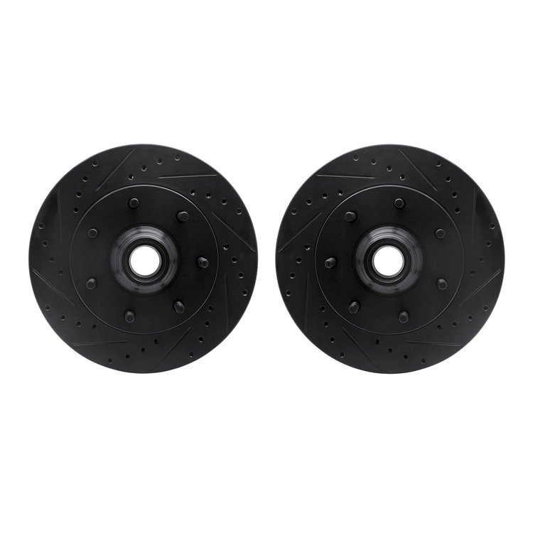 8002-54088 Drilled/Slotted Brake Rotors [Black], 1997-2004 Ford/Lincoln/Mercury/Mazda, Position: Front