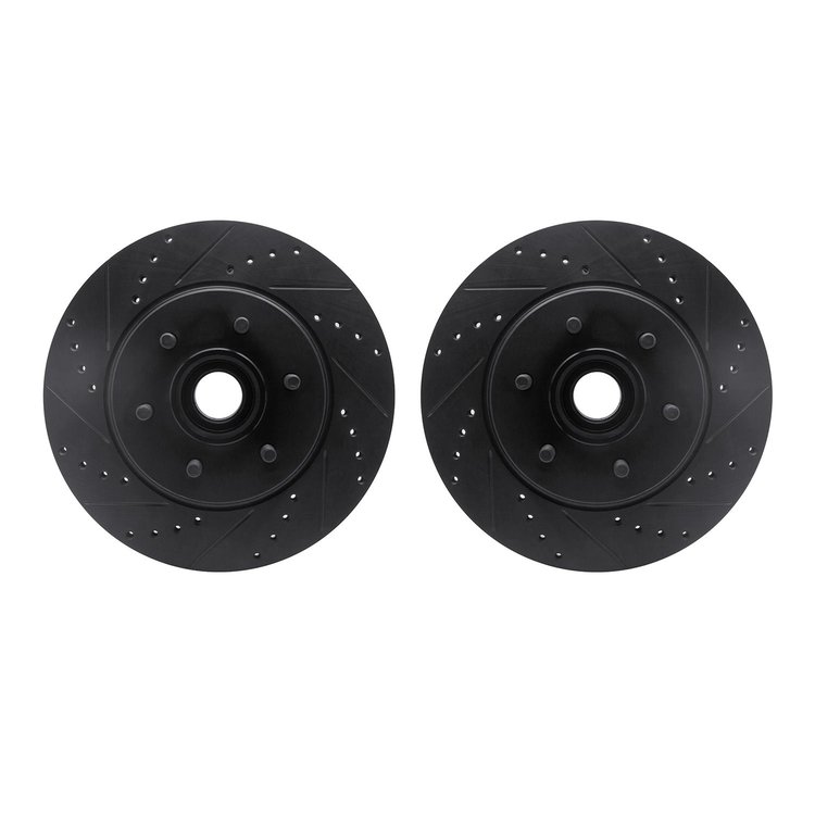 8002-54089 Drilled/Slotted Brake Rotors [Black], 2004-2008 Ford/Lincoln/Mercury/Mazda, Position: Front