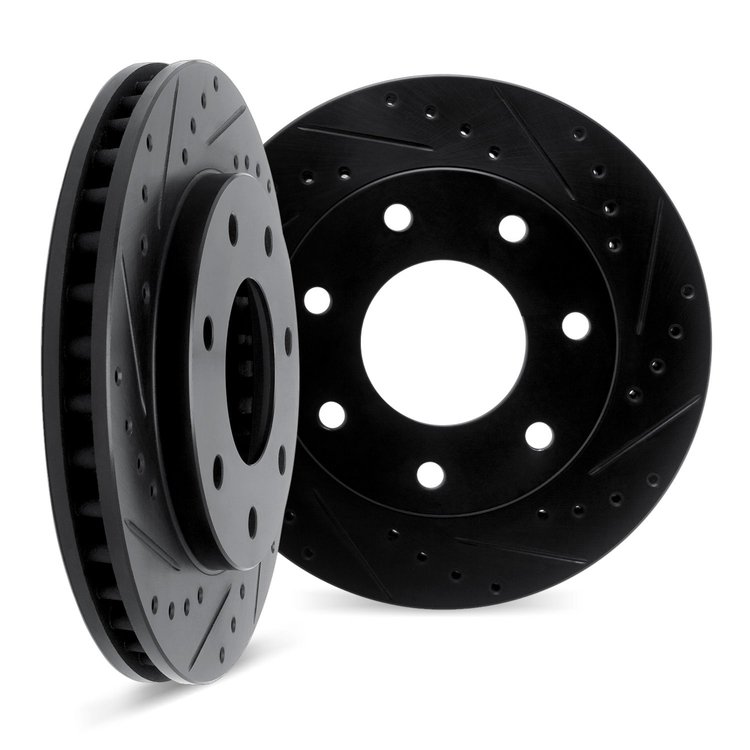 8002-54090 Drilled/Slotted Brake Rotors [Black], 2004-2008 Ford/Lincoln/Mercury/Mazda, Position: Front