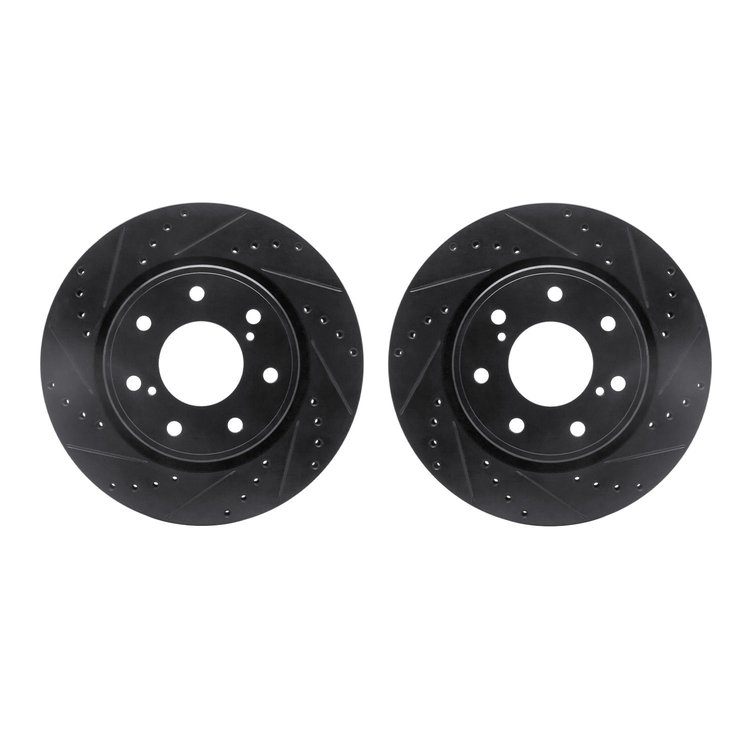 8002-54093 Drilled/Slotted Brake Rotors [Black], 2010-2014 Ford/Lincoln/Mercury/Mazda, Position: Front