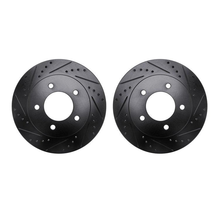 8002-54094 Drilled/Slotted Brake Rotors [Black], 1997-2004 Ford/Lincoln/Mercury/Mazda, Position: Front